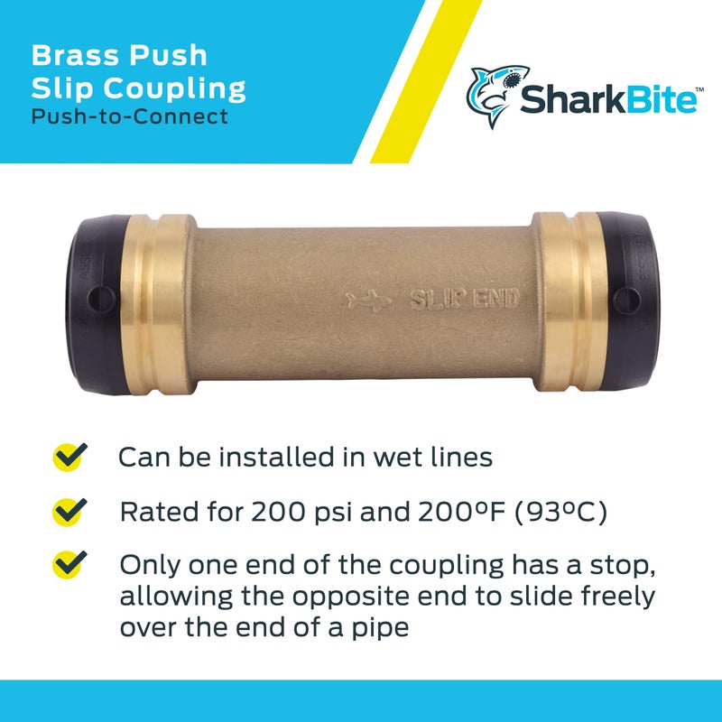 SharkBite 1-1/2 x 1-1/2 in Slip Coupling, Push-to-Connect Brass Plumbing Fitting, UXL0641 - Image 4